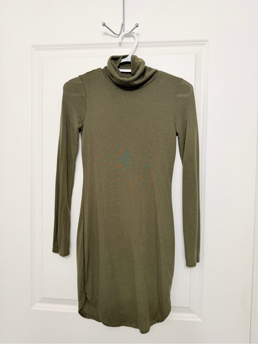 Olive Green Turtleneck Long Sleeve Dress
